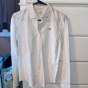 White VV button up